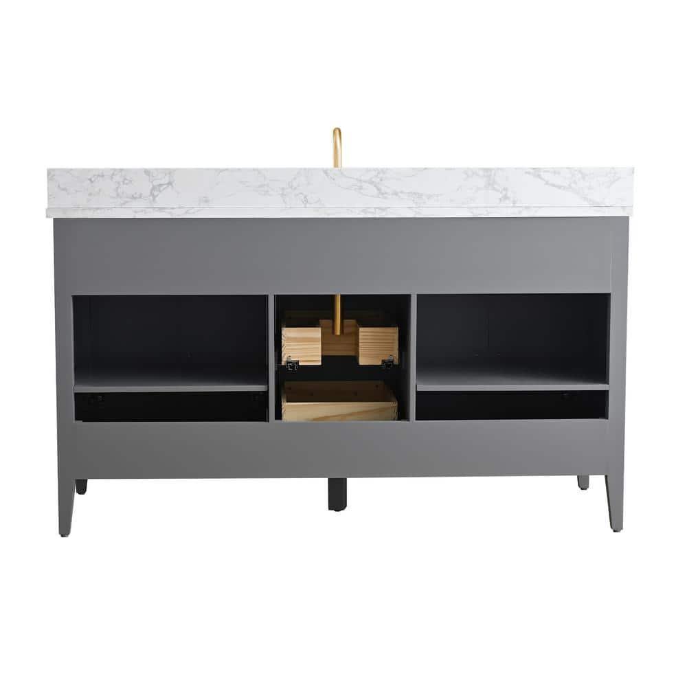 60'' Single Bathroom Vanity with Engineered Marble Top