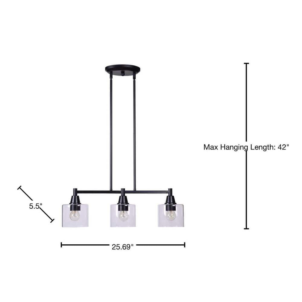 Hampton Bay Oron Black Linear Island Pendant Hanging Light, Kitchen Lighting