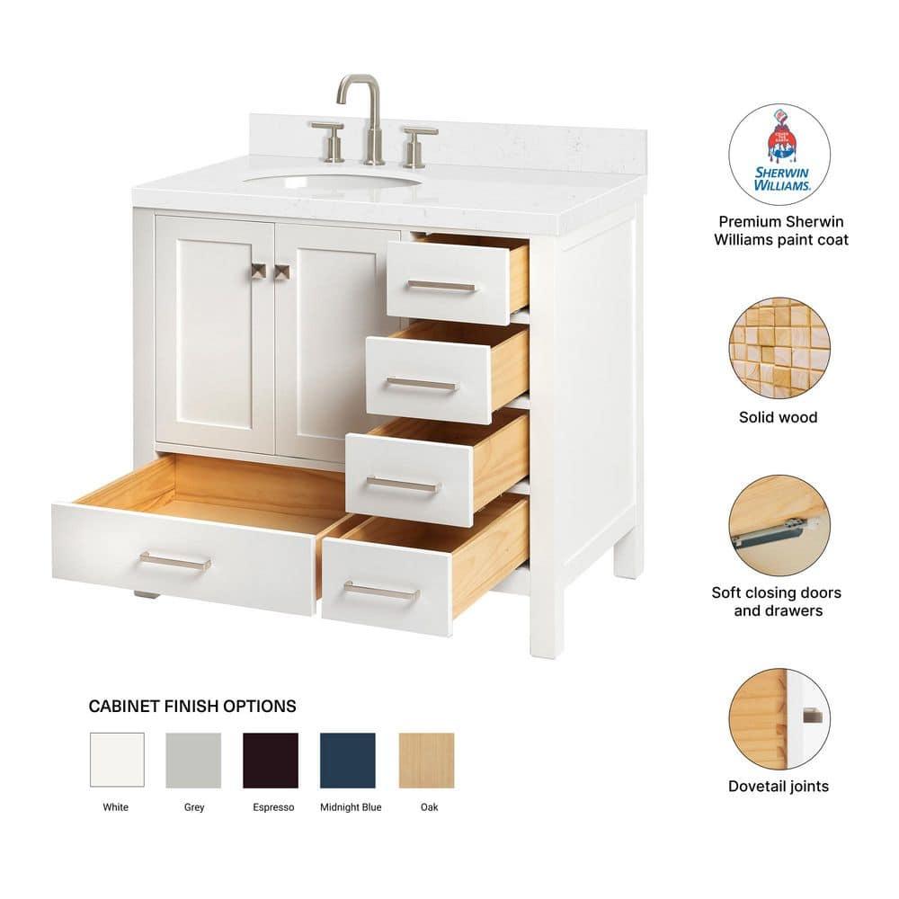 Ariel A036slcqovo Cambridge 36" Free Standing Single Basin Vanity Set - White