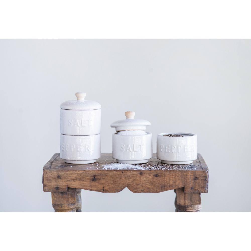 Creative Co-Op Stackable Stoneware Salt and Pepper Shaker Set | Wayfair