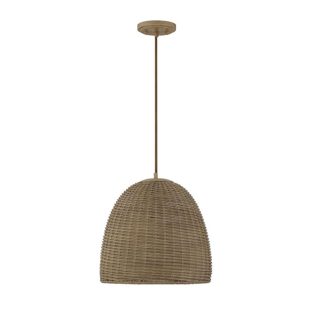 Trade Winds Lighting 1-Light Pendant Light In Natural Wicker