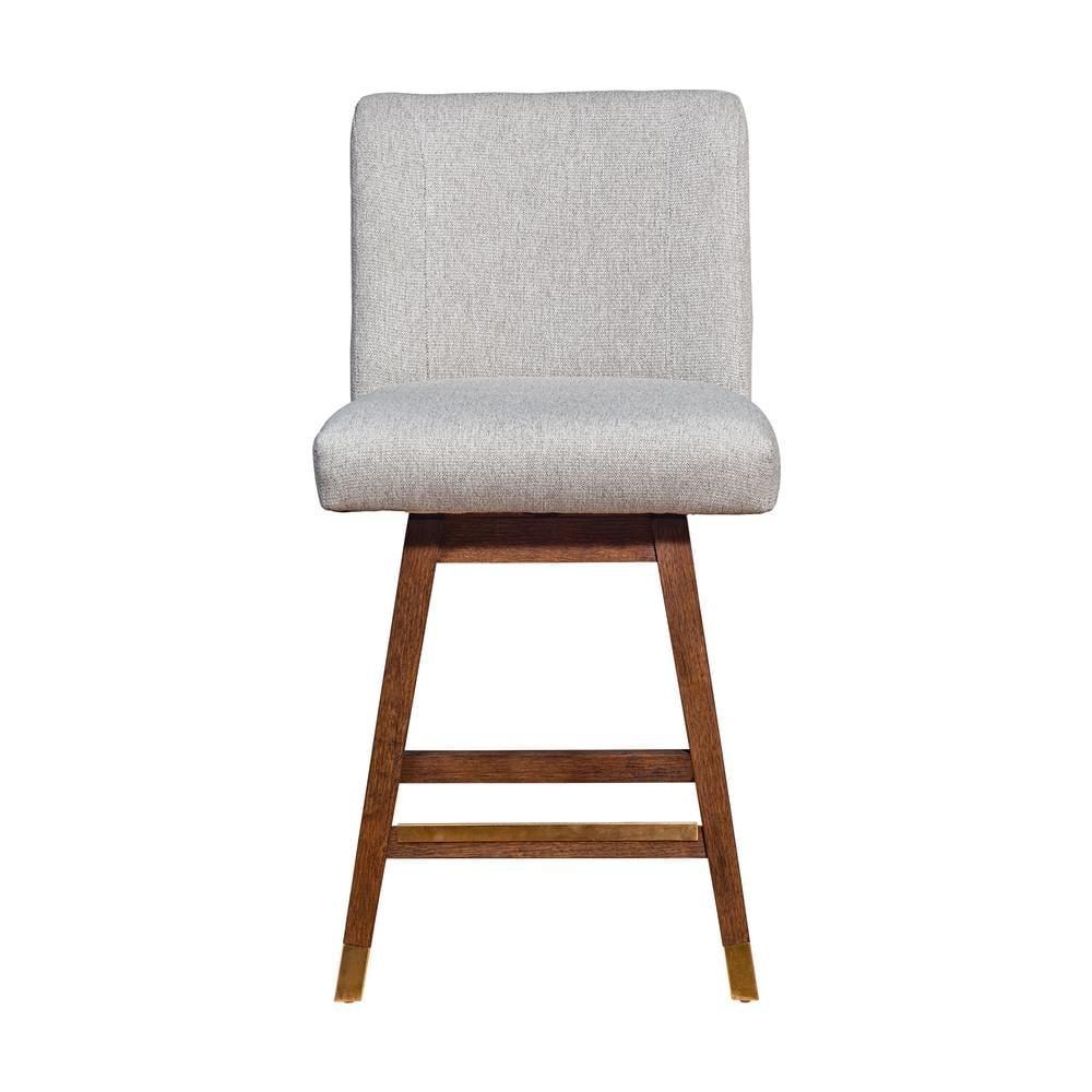 Armen Living Basila Wood Finish with Fabric Swivel Counter Height Barstool Brown Oak/Taupe