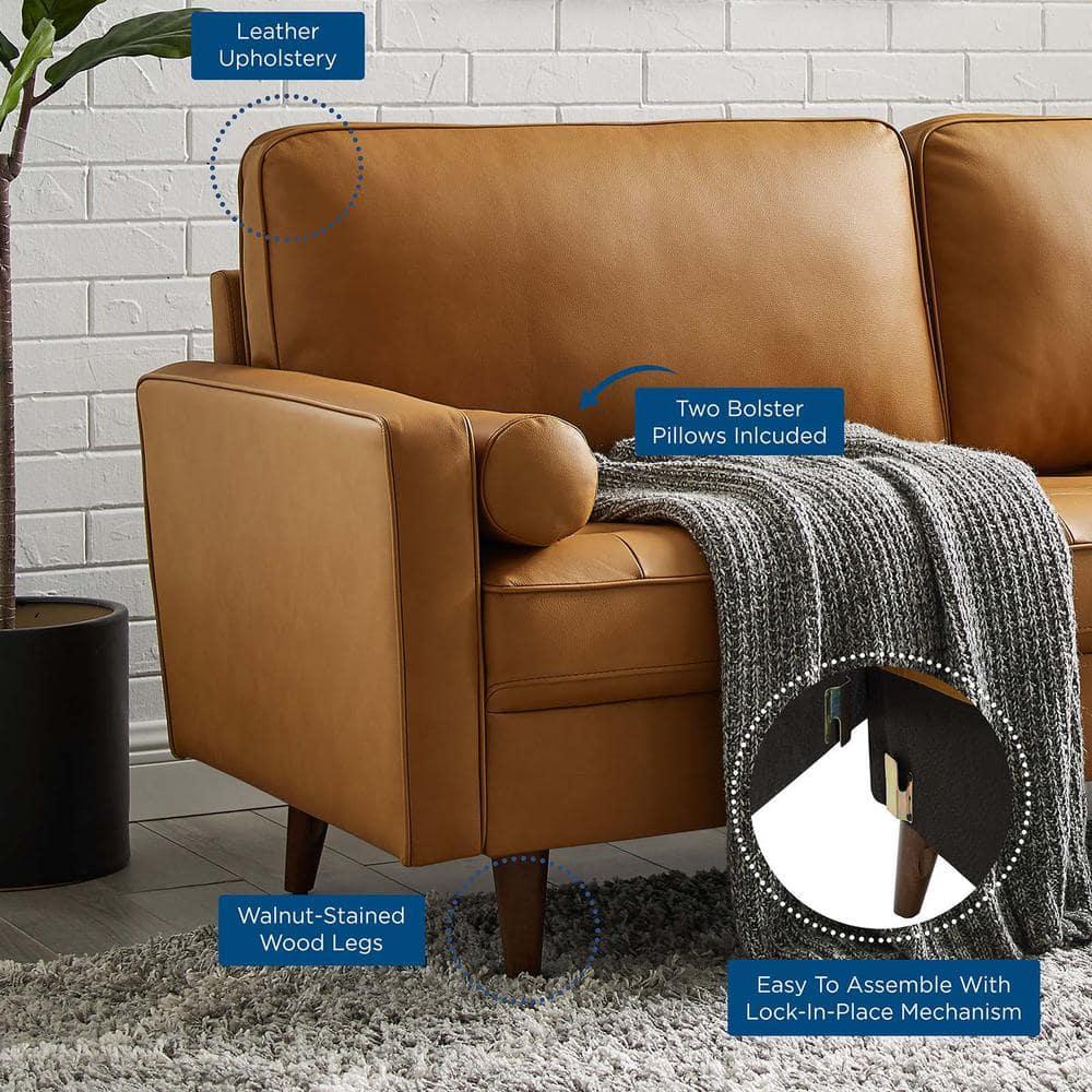 73" Valour Leather Sofa Tan - Modway