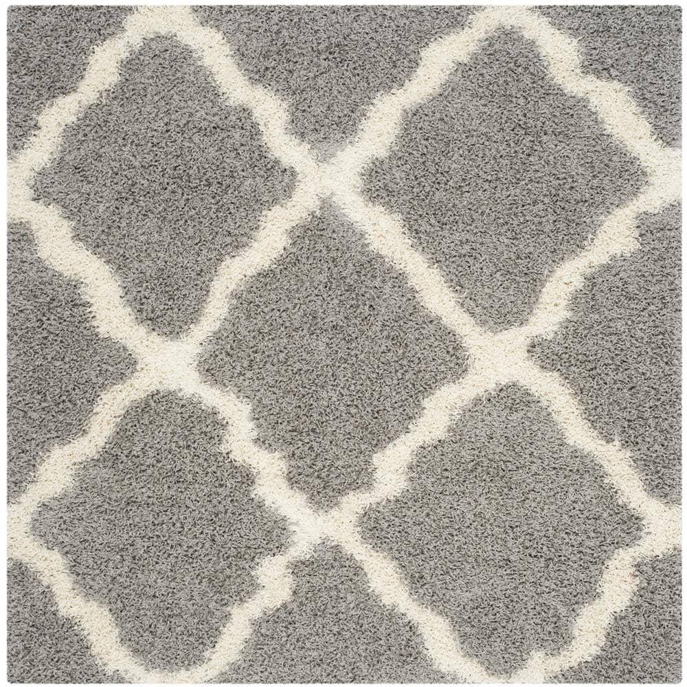 Dallas Shag SGD257 Power Loomed Area Rug - Grey/Ivory - 6'x6' - Safavieh.