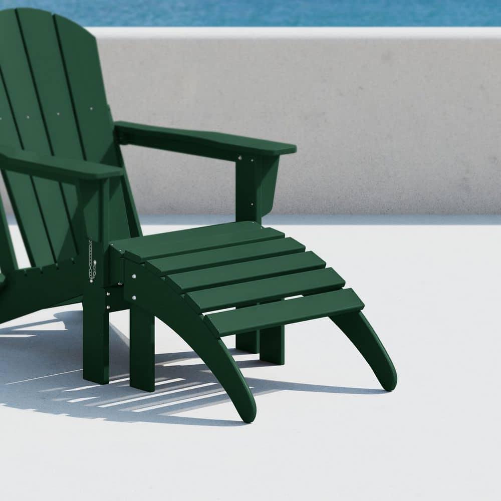 Polytrends  Laguna Hdpe All Weather Outdoor Patio Foldable Ottoman Dark Green
