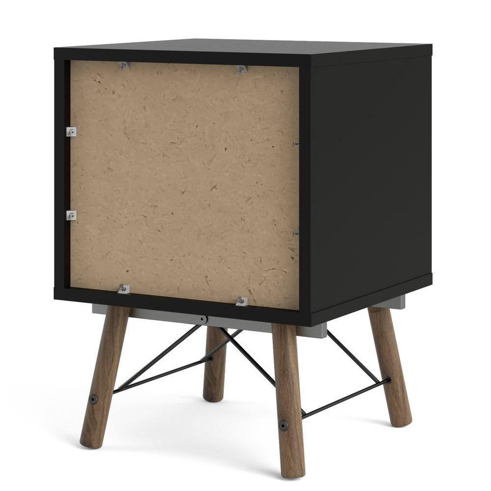 Tvilum Ry 2 Drawer Bedroom Nightstand for Adults, Black Matte/Walnut