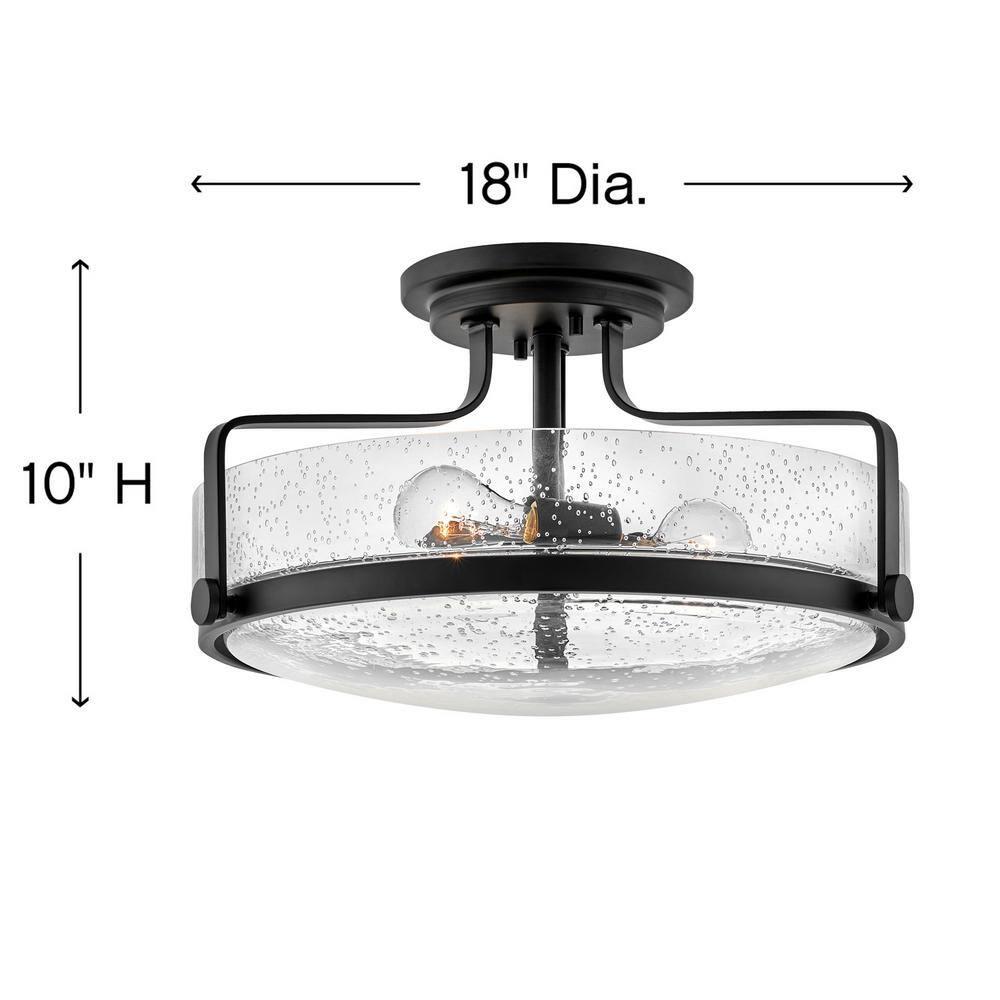 Harper 18-in 3-Light Semi-Flush Mount Retro Ceiling Light