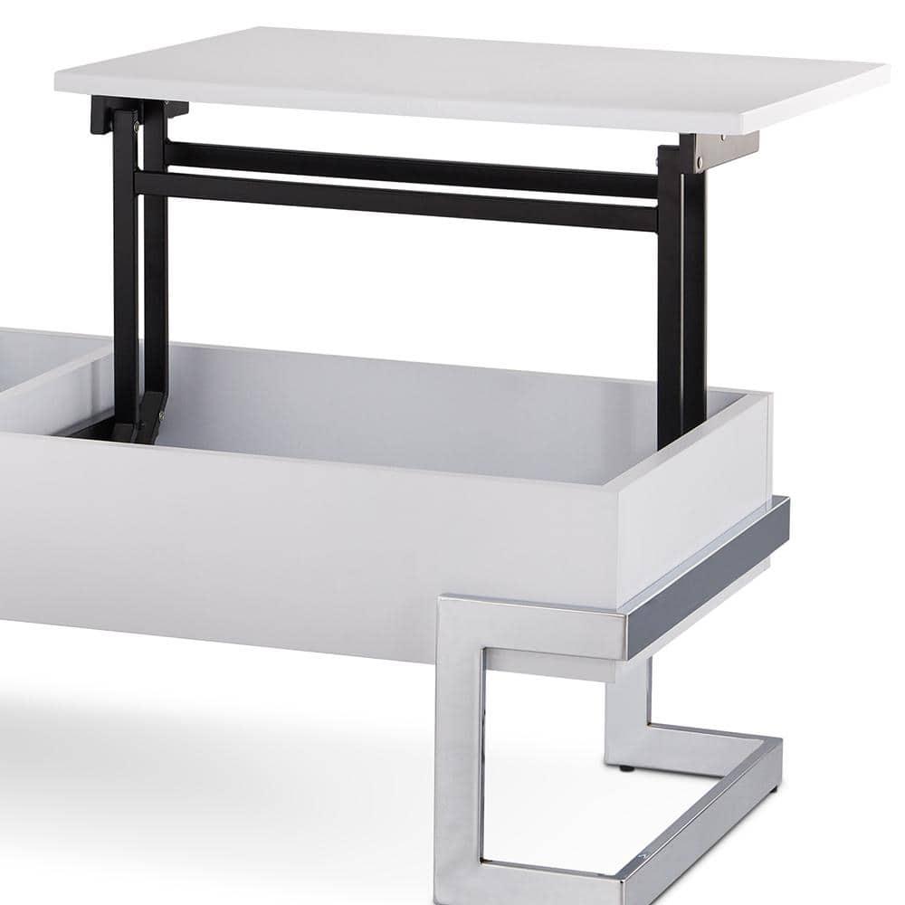 Wooden Coffee Table With Lift Top Storage Space White - Saltoro Sherpi