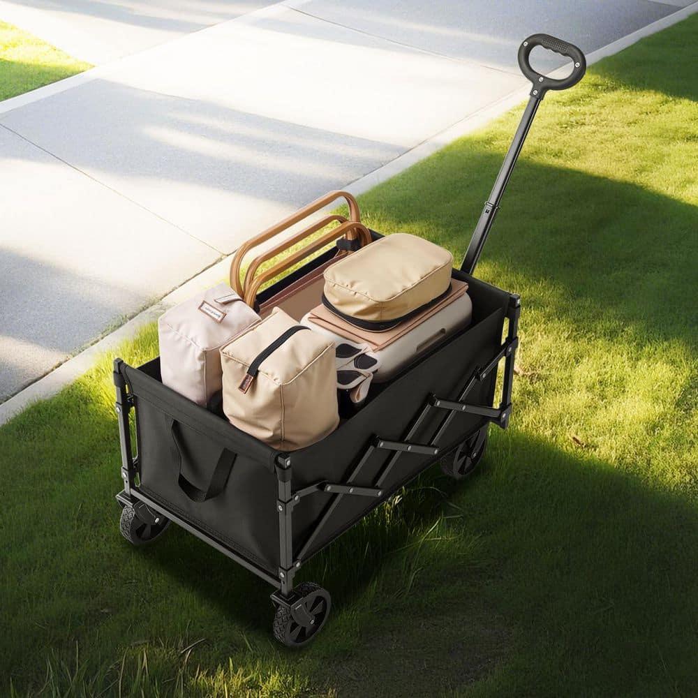 VEVOR Collapsible Folding Wagon with Wheels, Wagons Carts Foldable with 225lbs Capacity, Lightweight Portable Utility Wagon Cart for Grocery Shopping Sports Camping and Garden