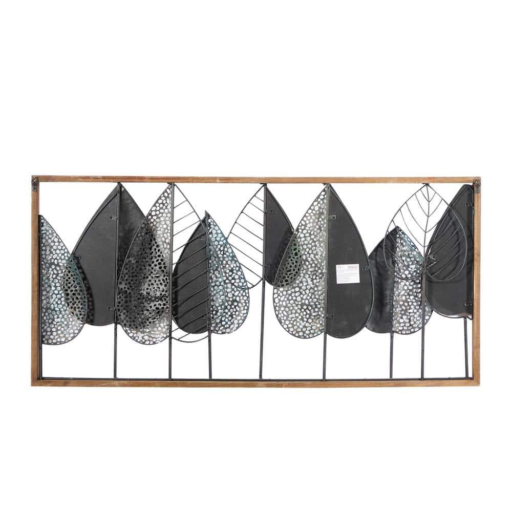 XMVJHOME Modern Leaf Wall Art Sculpture With Metal Wire Accents, Minimalist Botanical Home Decor, Open-Frame Design For Contemporary Interiors
