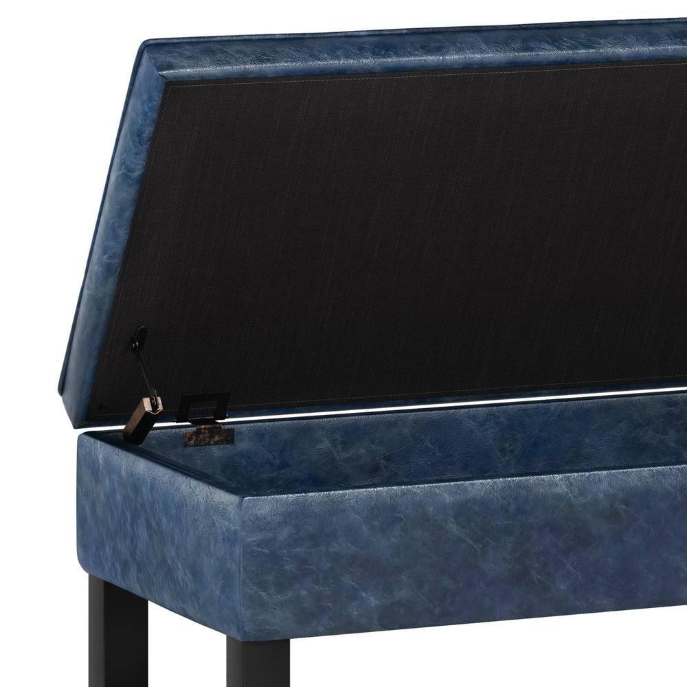 Simpli Home Cosmopolitan 44"W Transitional Tufted Storage Ottoman Bench with Lift Top