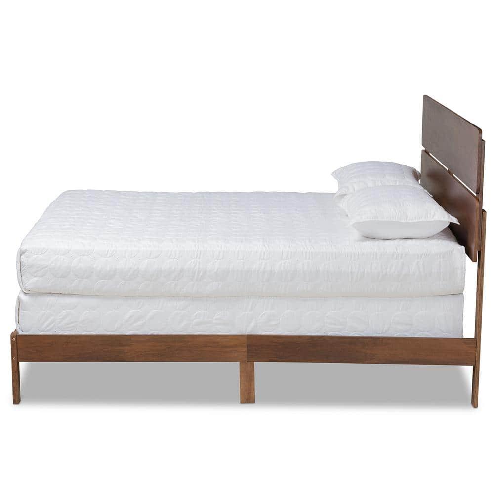 King Anthony Wood Panel Bed Walnut - Baxton Studio: Modern Dark Gray Oak, Rubberwood & MDF