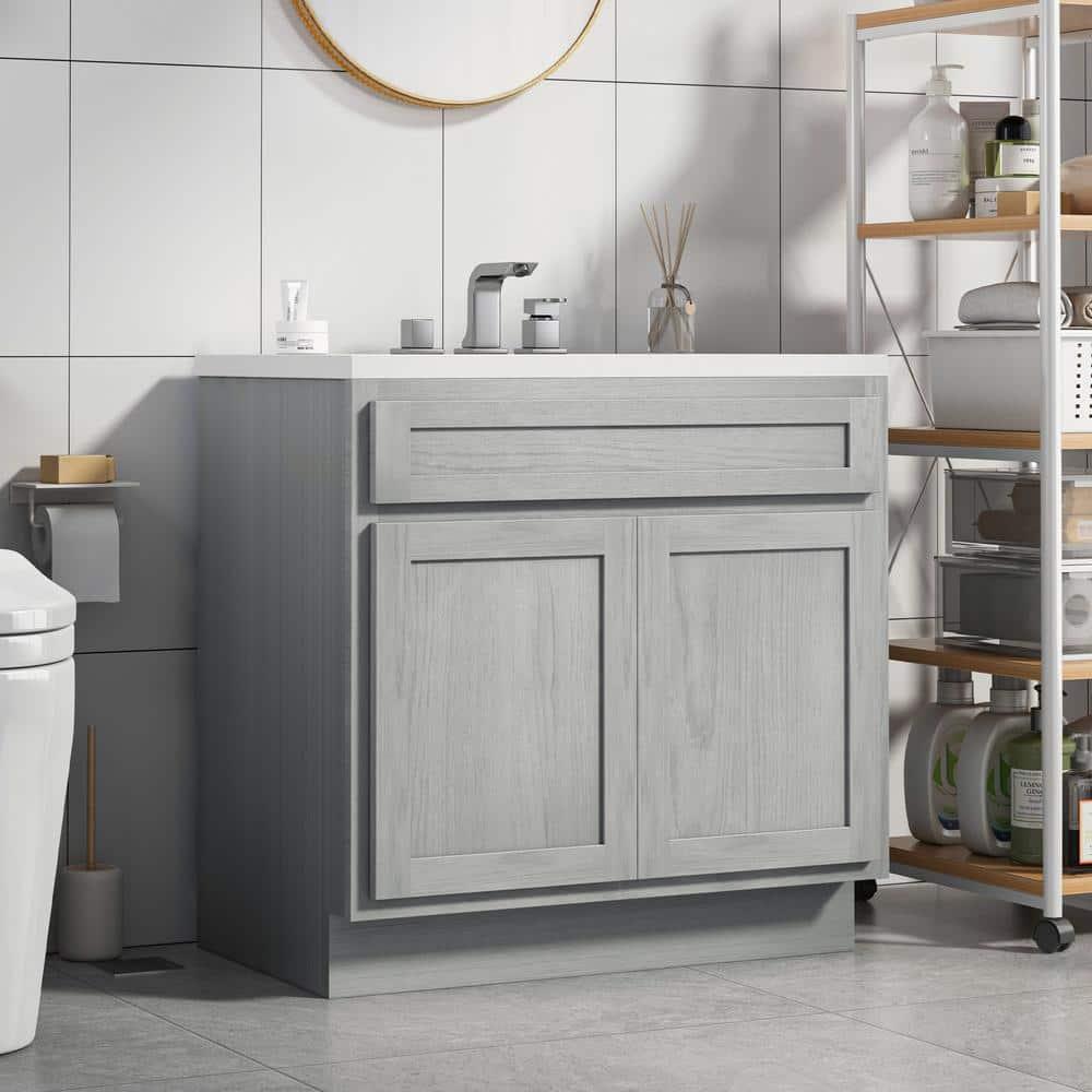 Vanity Art 39 Inch Double Shutter Door Bathroom Vanity Base Cabinet with Soft Closing Shaker Drawer, Strudy Floor Mount Storage Cabinet Organizer for Bedroom, Living Room, Kitchen, VA4039-S