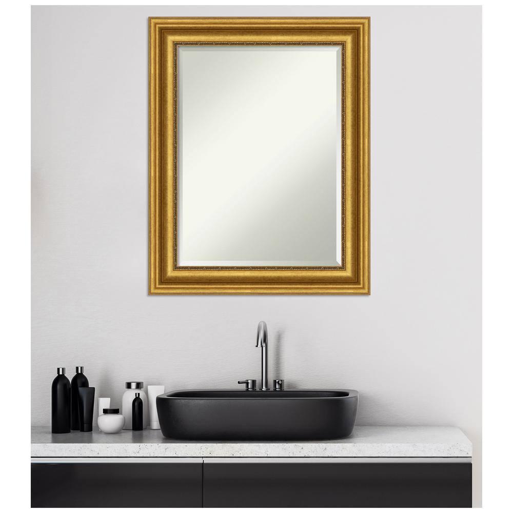Amanti Art Parlor 23.75-in x 29.75-in Framed Rectangle Bathroom Vanity Mirror ( Antique Gold )