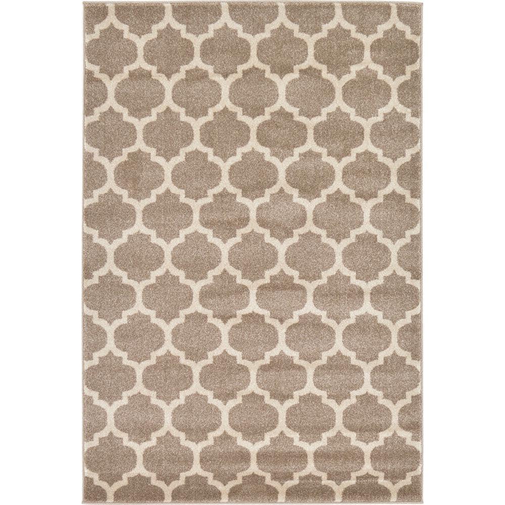 Unique Loom 4' 1 x 6' 1 Trellis Philadelphia Light Brown Area Rug