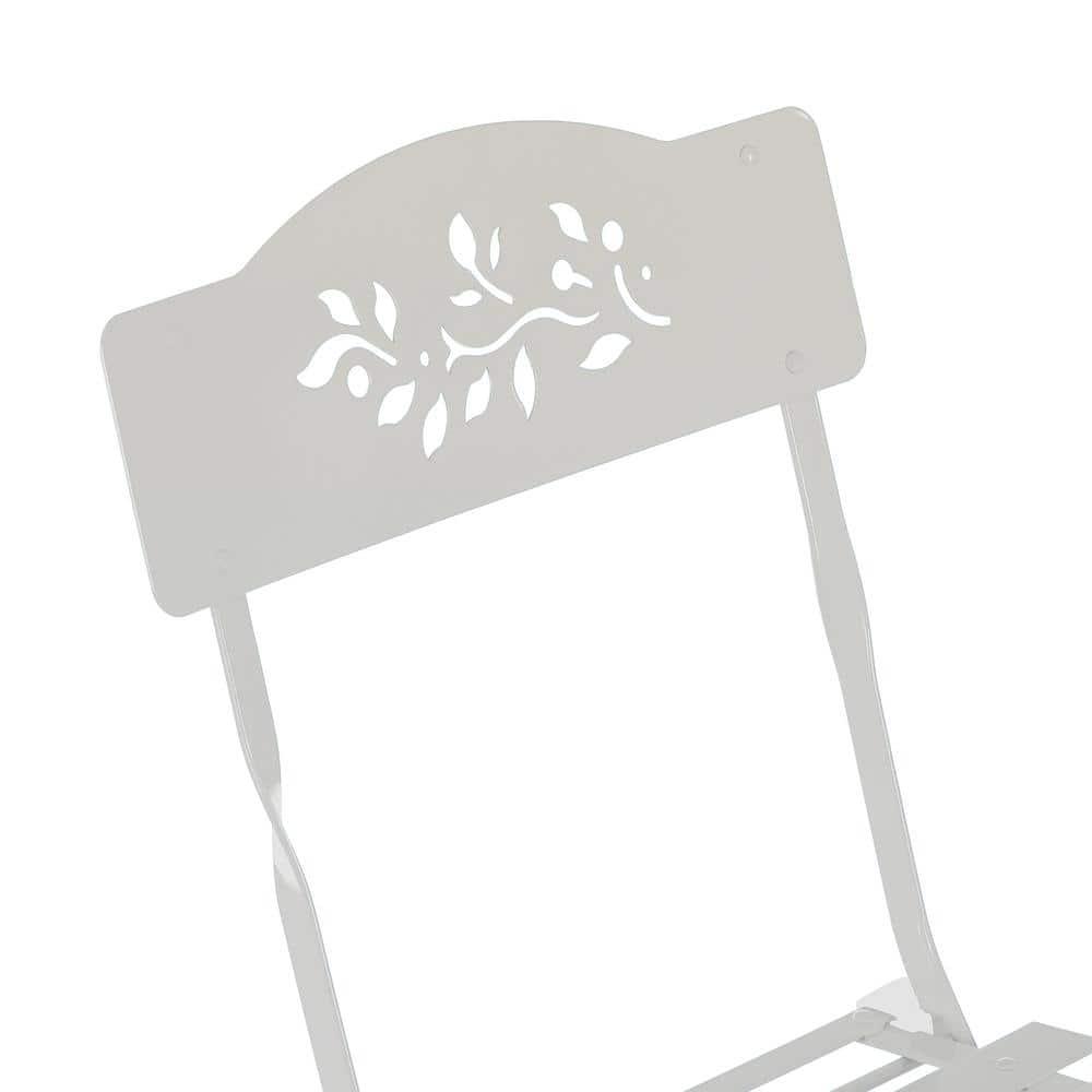 Alpine Corporation Indoor/Outdoor 3-Piece Bistro Set Folding Table and Chairs Patio Seating, White
