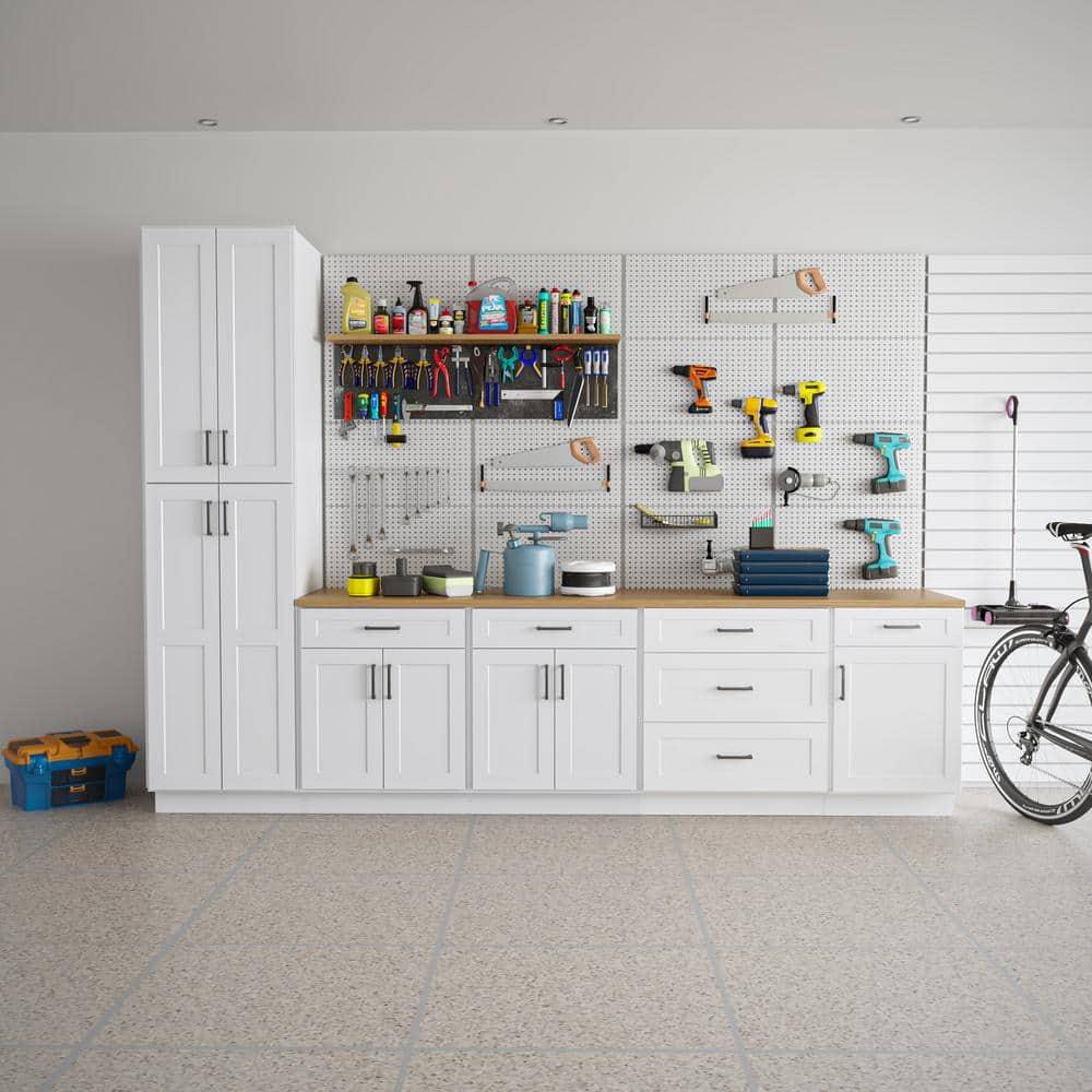 HOMLUX Easy-DIY 36 in W x 24 in D x 34.5 in H in Shaker White Ready to Assemble Drawer Base Kitchen Cabinet With 3-Drawers