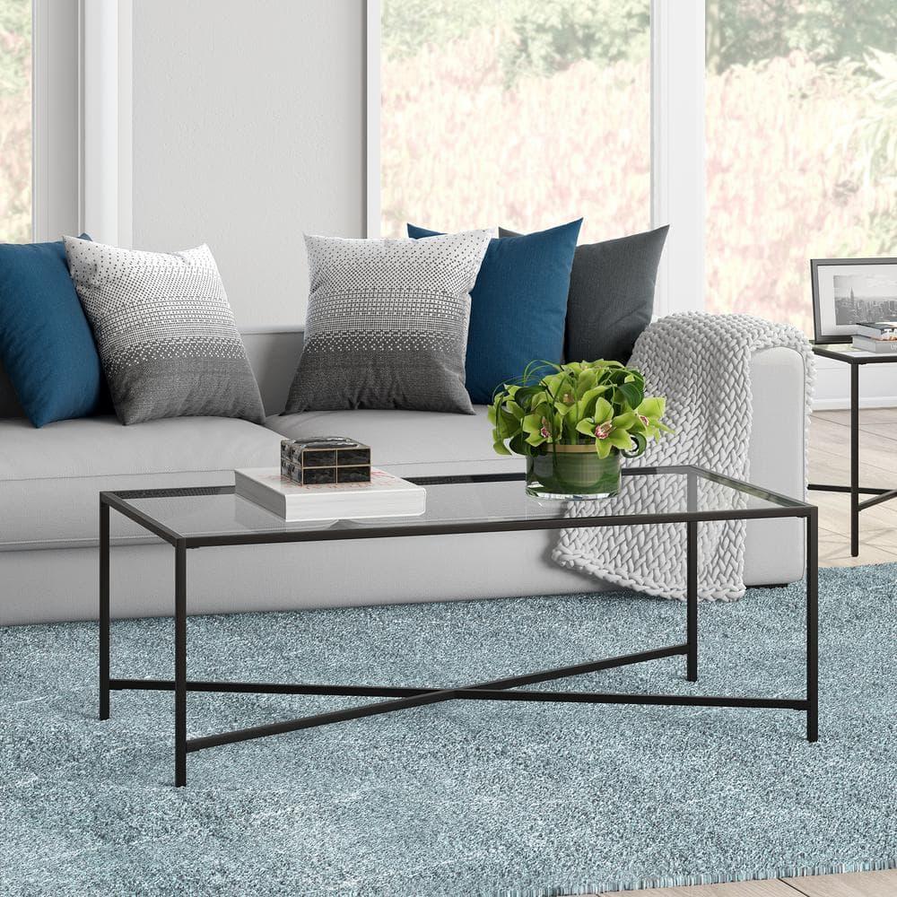 Henn&Hart Black Bronze Coffee Table with Glass Top