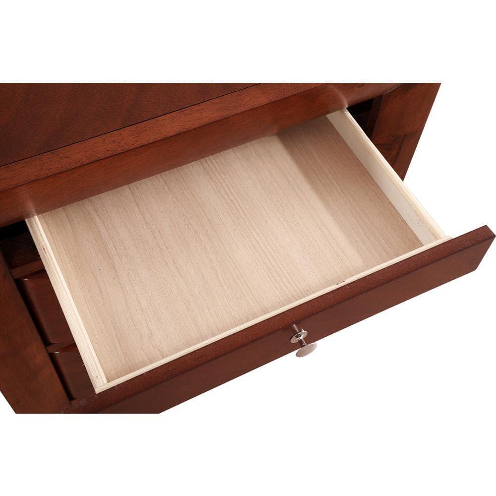 Passion Furniture Marilla 3-Drawer Cherry Nightstand (28 in. H x 23 in. W x 17 in. D)