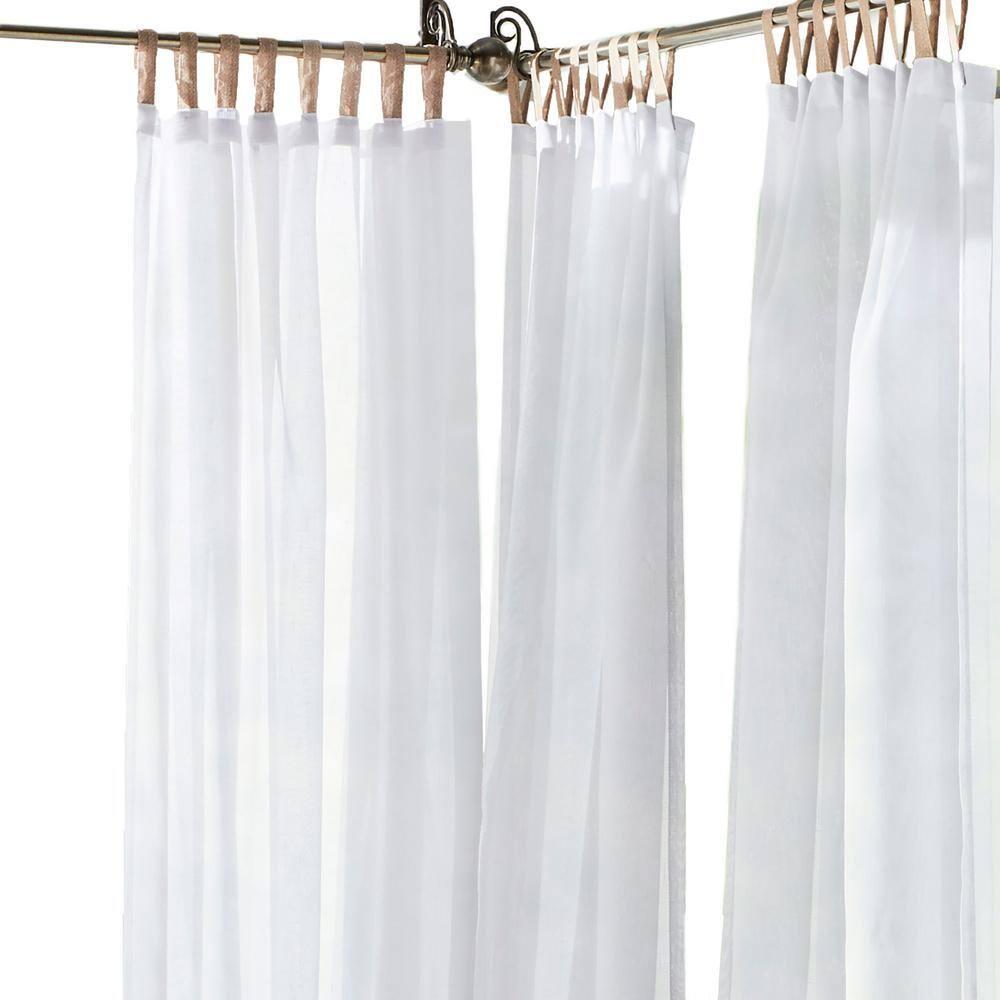 Darien Indoor/Outdoor Sheer Tab Top Single Window Curtain for Patio, Porch, Cabana - 52 x 108 - White - Elrene Home Fashions