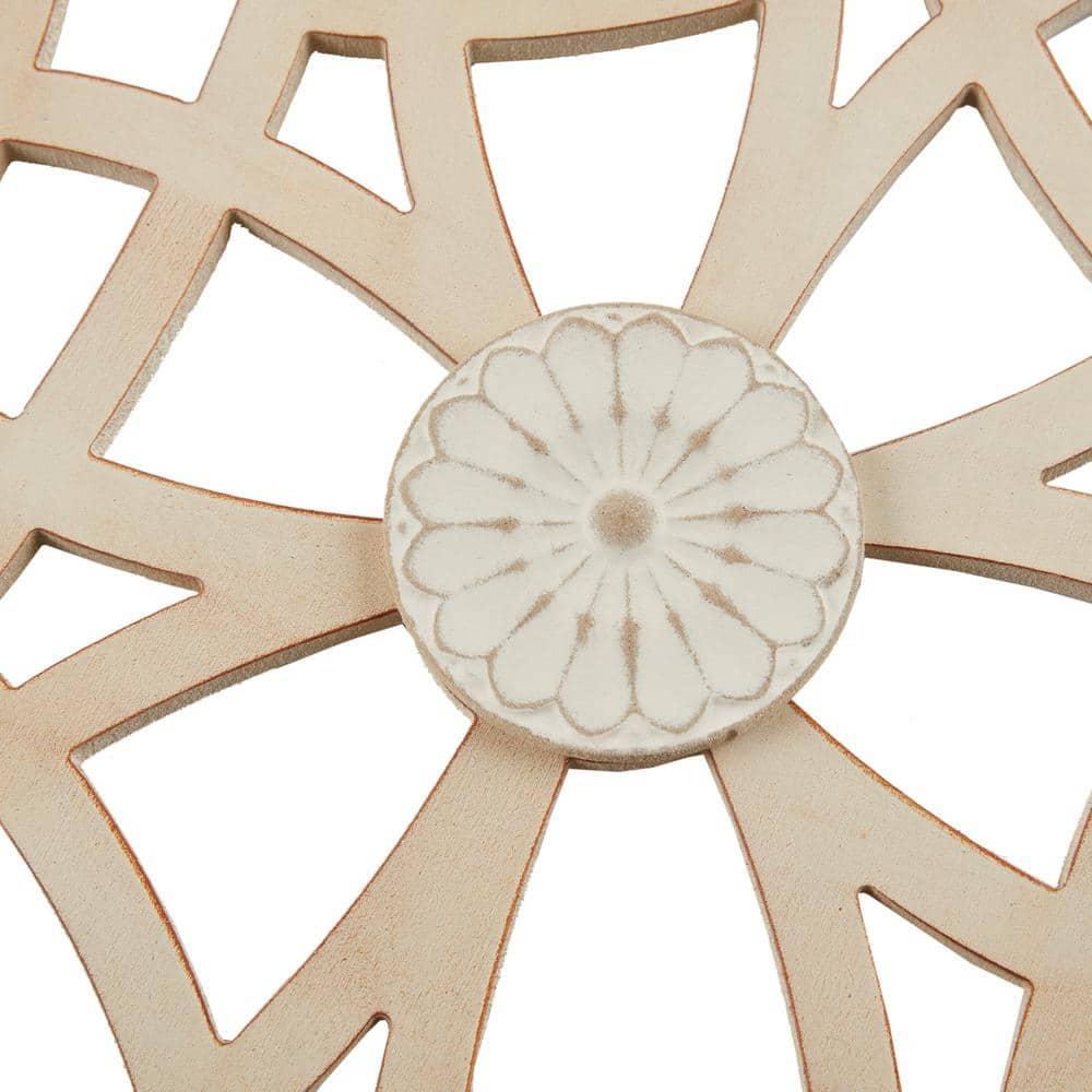 Winston Porter Geometric Wood Panel Wall Art, Farmhouse Style Fretwork Design, Solid Wood Frame Wall Decor