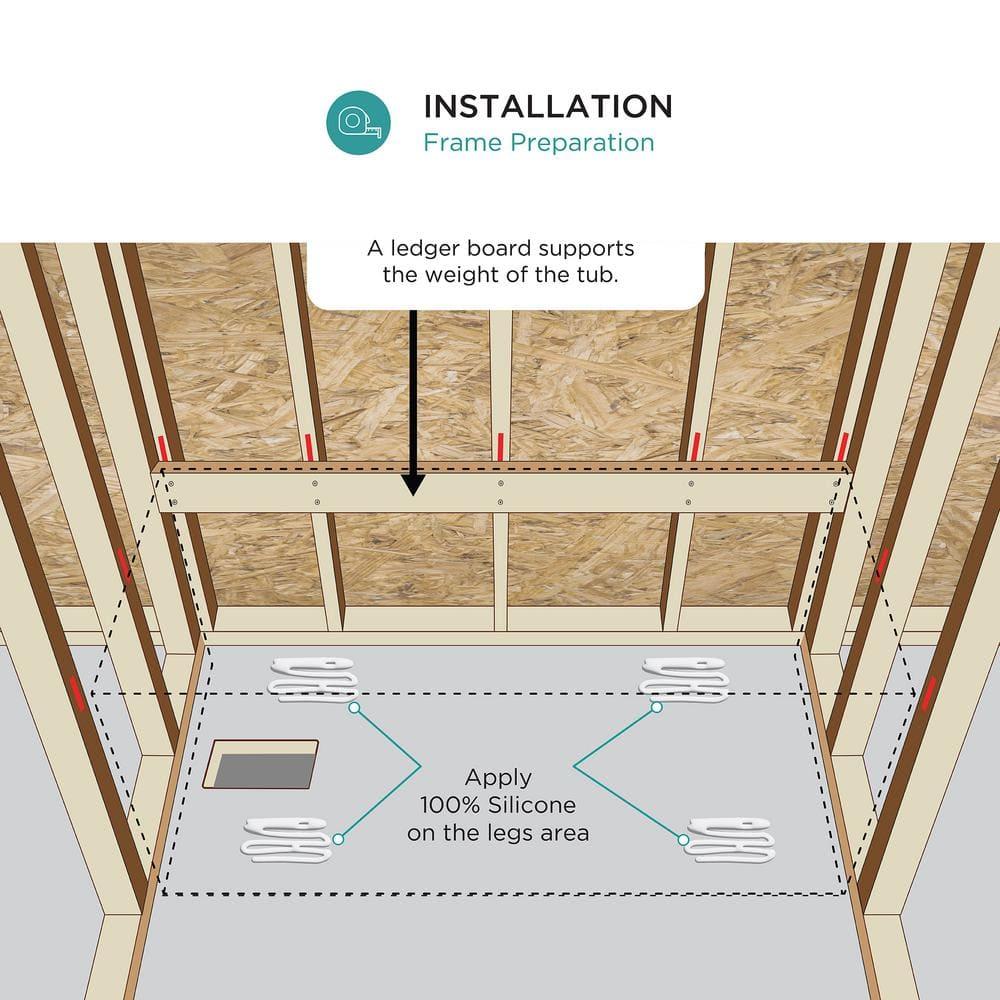 Aquatique 60" x 32" Single Threshold Shower Base