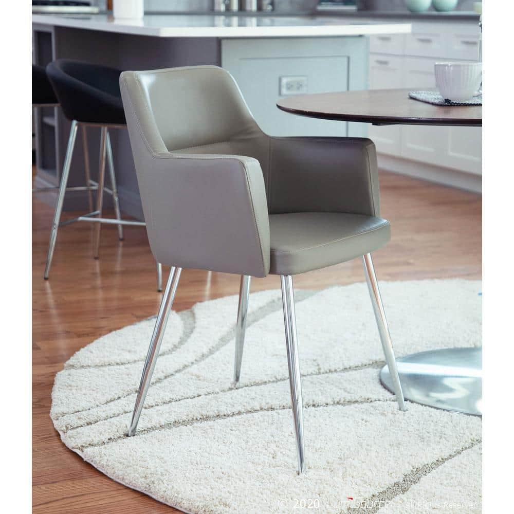 LumiSource Grey, Chrome Andrew Chair - Set of 2