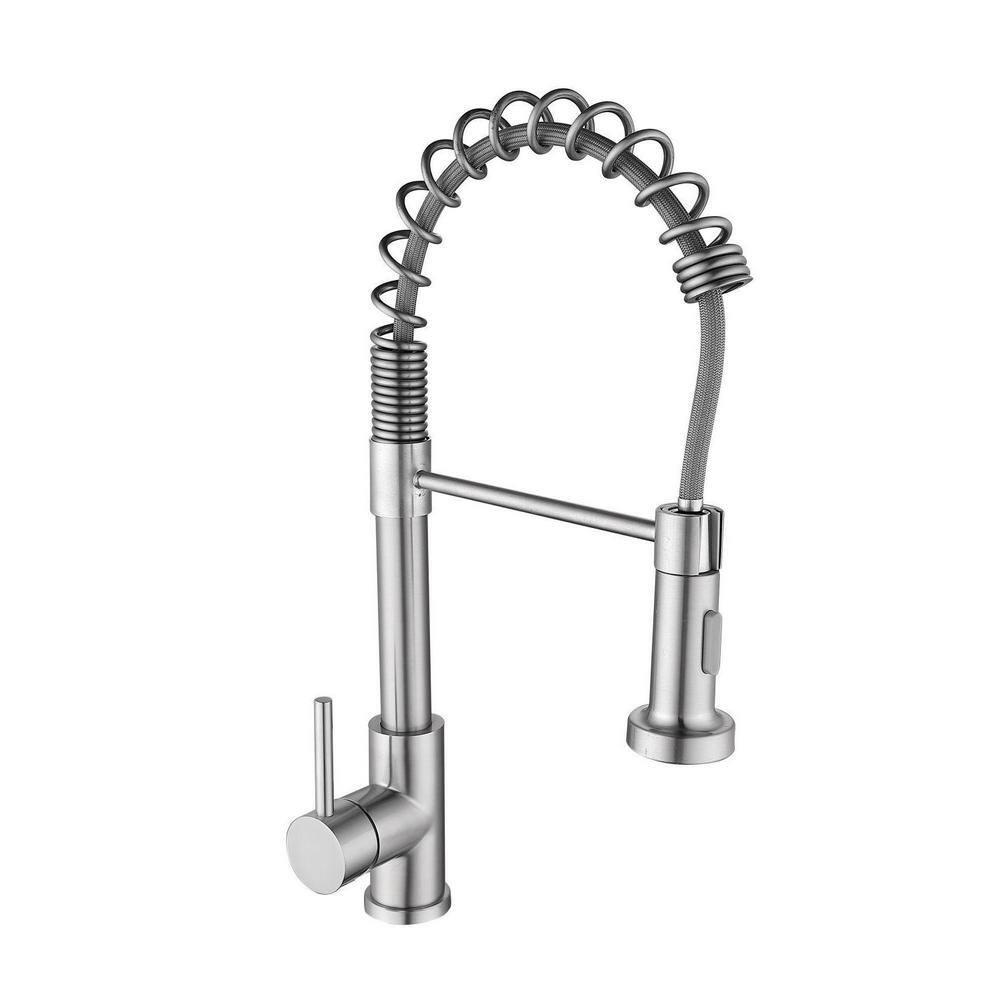 PENGFANG WORLDWIDE LLC Single Handle High Arc Pull Out Kitchen Faucet With Sprayer S2D0033BN