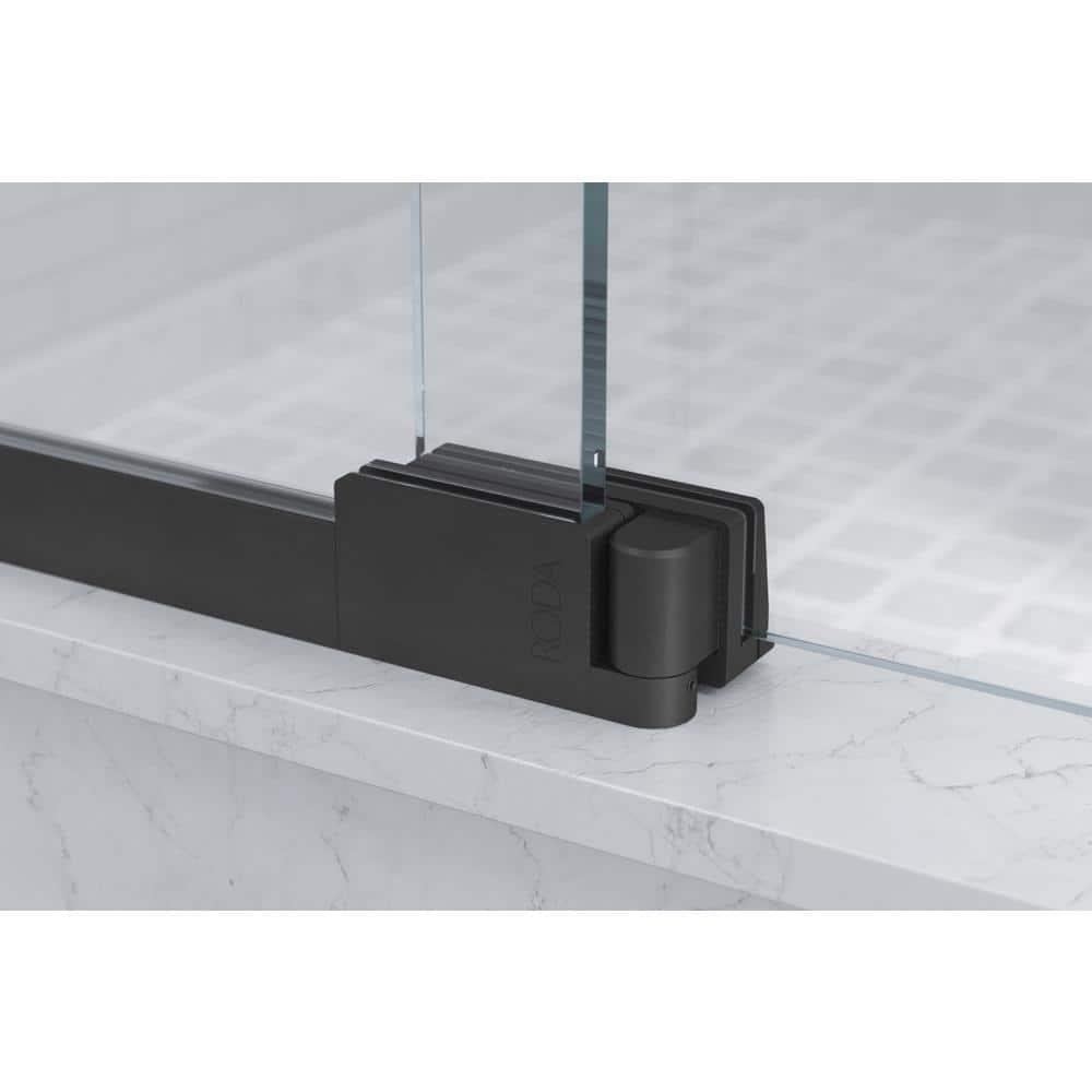 Cantour 36 in. x 76 in. Semi-Frameless Pivot Shower Door in Oil Rubbed Bronze with Handle