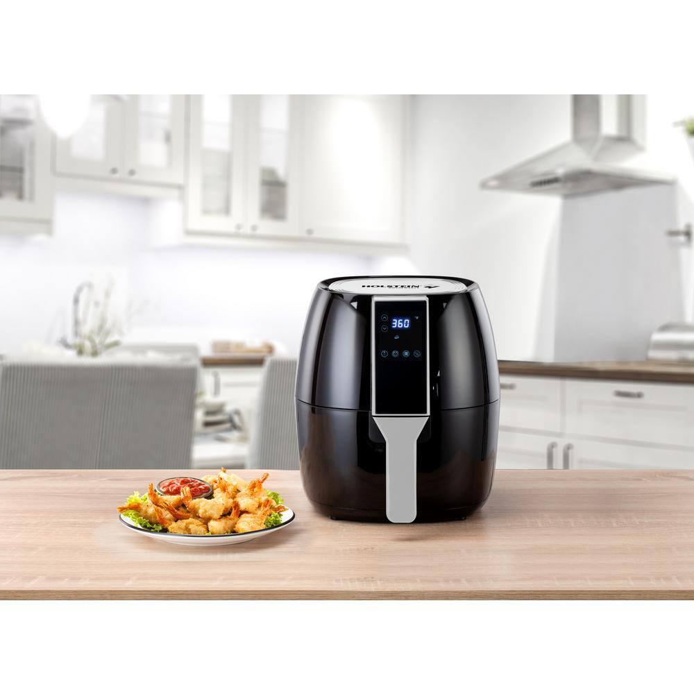 Holstein Housewares - 3.7QT Digital Air Fryer, Black - Convenient and User Friendly with Optimal Control Panel and Seven Cooking Presets
