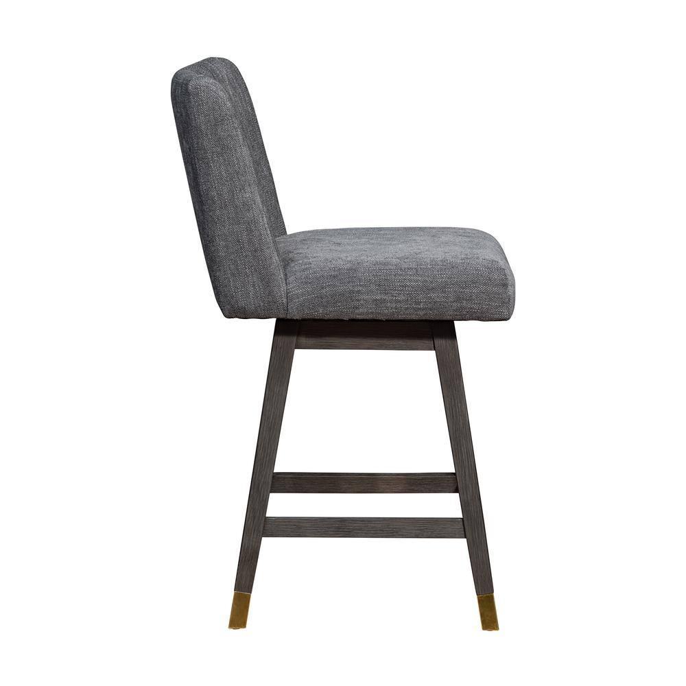 Armen Living Basila Wood Finish with Fabric Swivel Counter Height Barstool Gray Oak