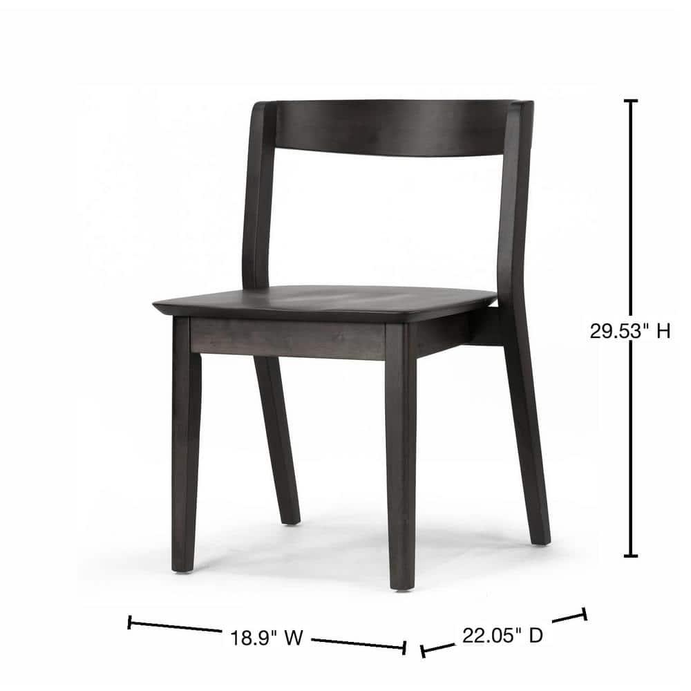 Glamour Home Astor 17.52" Wood Chairs with Curved Back in Black (Set of 2)