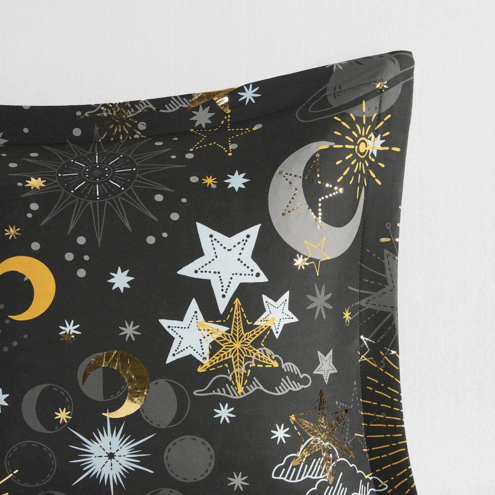Celia Blush/Gold Starry Sky Metallic Print Comforter Set