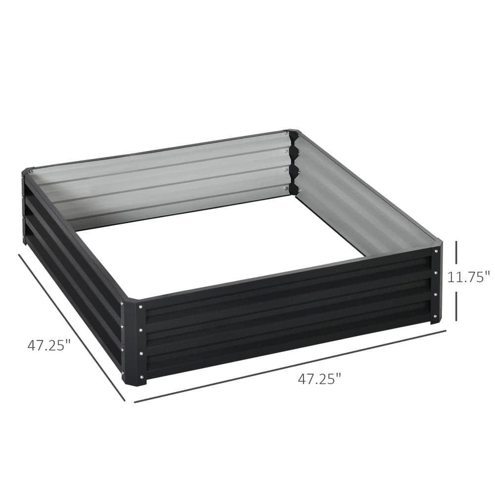Outsunny 4' x 4' x 1' Galvanized Raised Garden Bed, Planter Raised Bed with Steel Frame for Vegetables, Flowers, Plants and Herbs, Gray