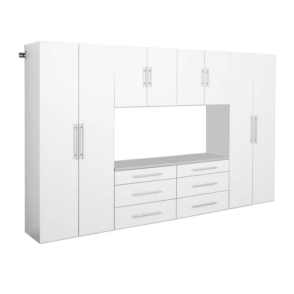 Prepac HangUps 6 Piece 120" Wall Mounted Garage Cabinet Set in White