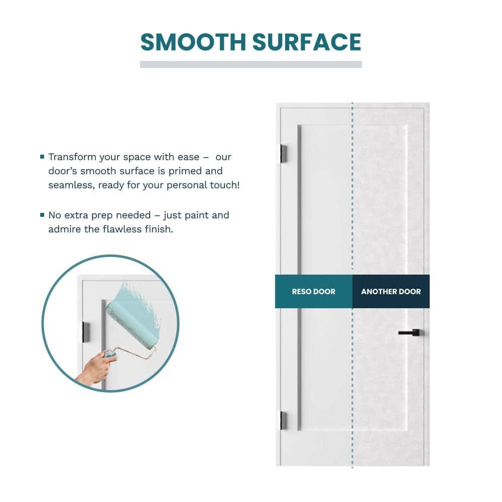 30 in. x 80 in. Left-Handed Solid Core White Primed Composite Single Pre-hung Interior Door Black Hinges