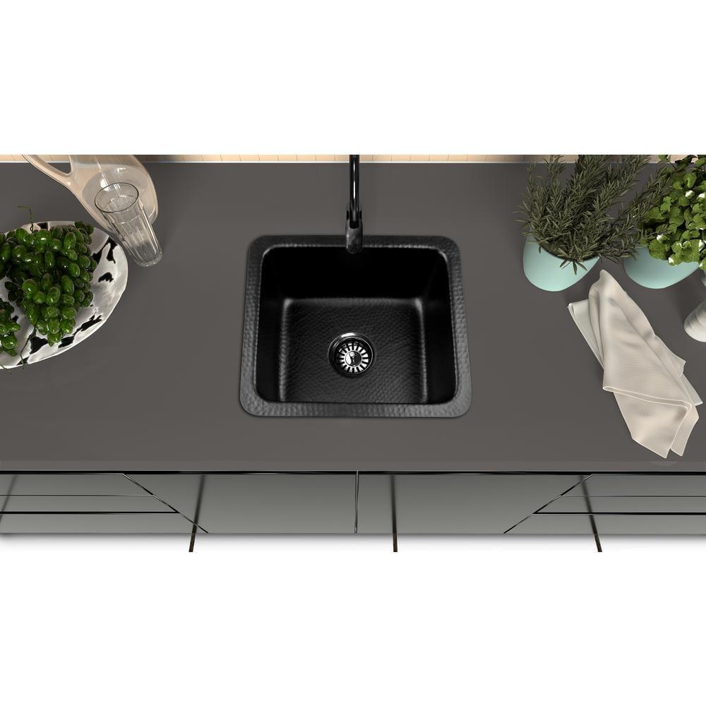 Matte Black Hand Hammered Solid Surface Rectangular Bar Sink