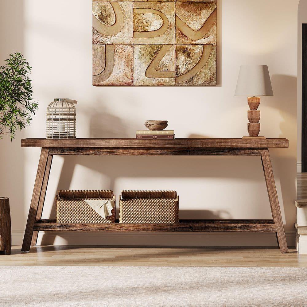 Gracie Oaks 70.9-Inch Farmhouse Console for Entryway, 2-Tier Entry Table Sofa Table