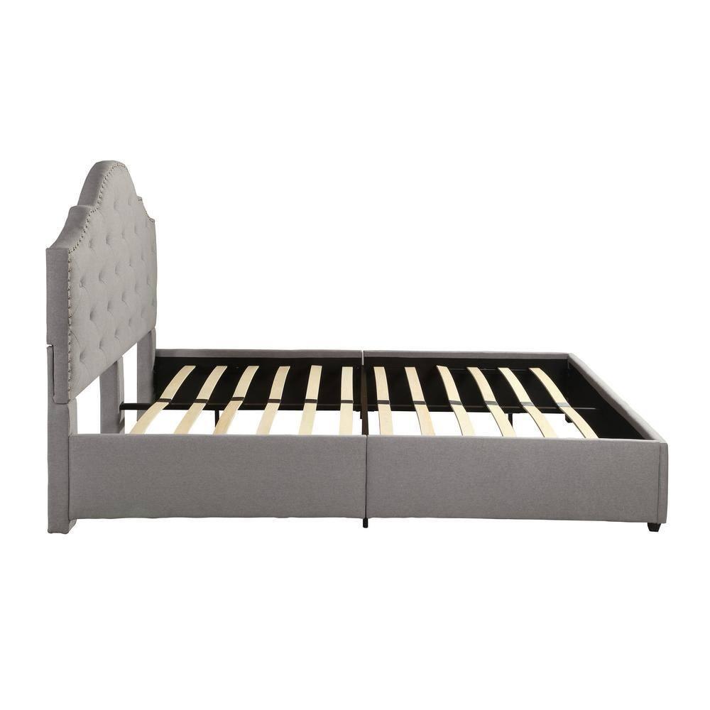 87" Ash Gray Contemporary Handcrafted Queen Size Bed Frame