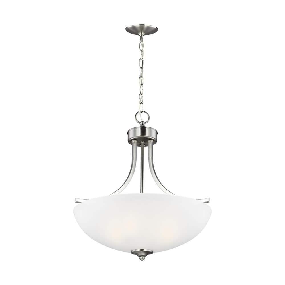 Geary 18" Brushed Nickel LED Pendant with Satin Etched Glass