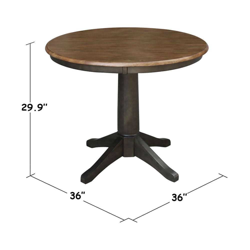 29" Dining Height Madeline Round Top Pedestal Table Hickory Brown - International Concepts: Solid Wood, Kitchen, Non-Extension