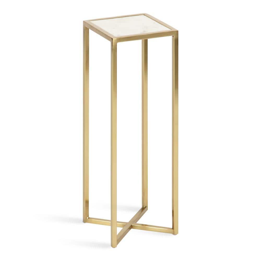 Kate and Laurel Jaspur Square Metal Drink Table, 7x7x21, Gold and White
