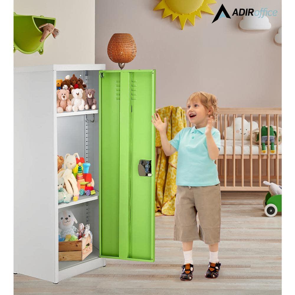 48-Inch Green and Off-White Steel Kids Storage Locker