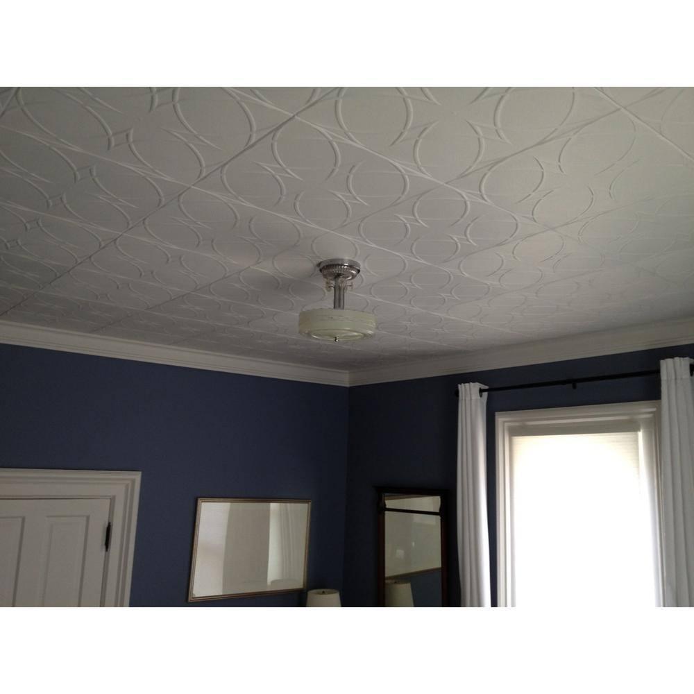 Circles and Stars 1.6 ft. x 1.6 ft. Polystyrene Glue-up Ceiling Tile