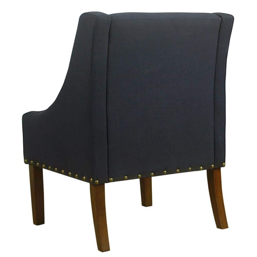 Modern Swoop Accent Chair with Nailhead Trim Navy - HomePop