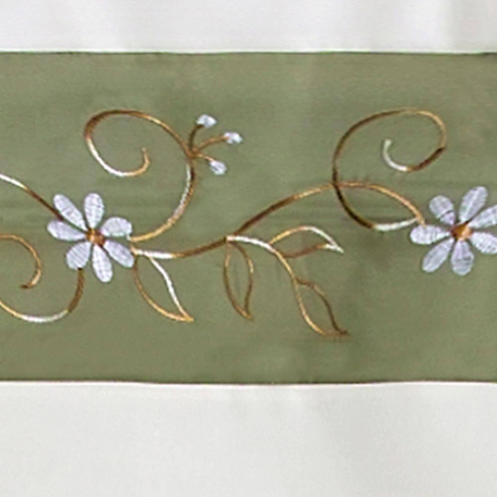 Home Furnishing Berkshire Window Curtains 3-Piece Embellished Cottage Set - 56" (W) x 24" (L) Complete Set, Green
