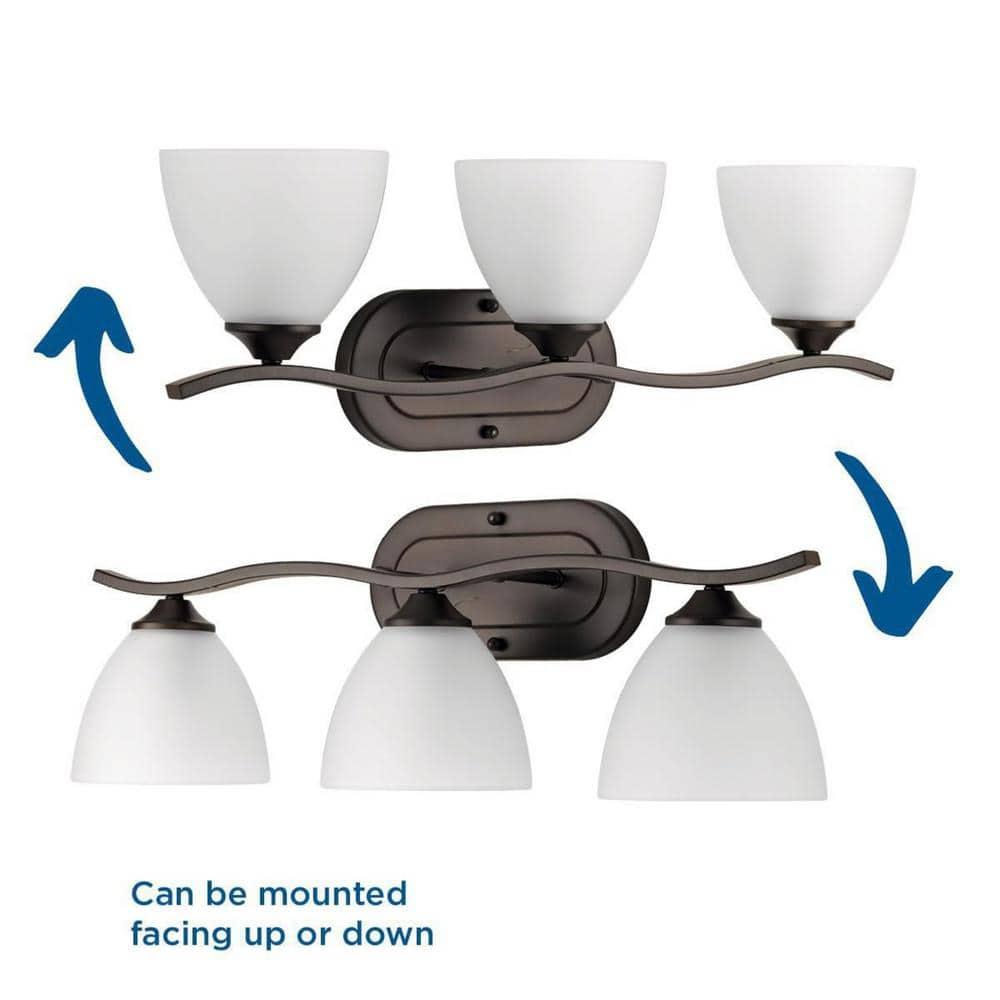 Progress Lighting Laird 3-Light Bath Vanity, Antique Bronze, Glass Shade