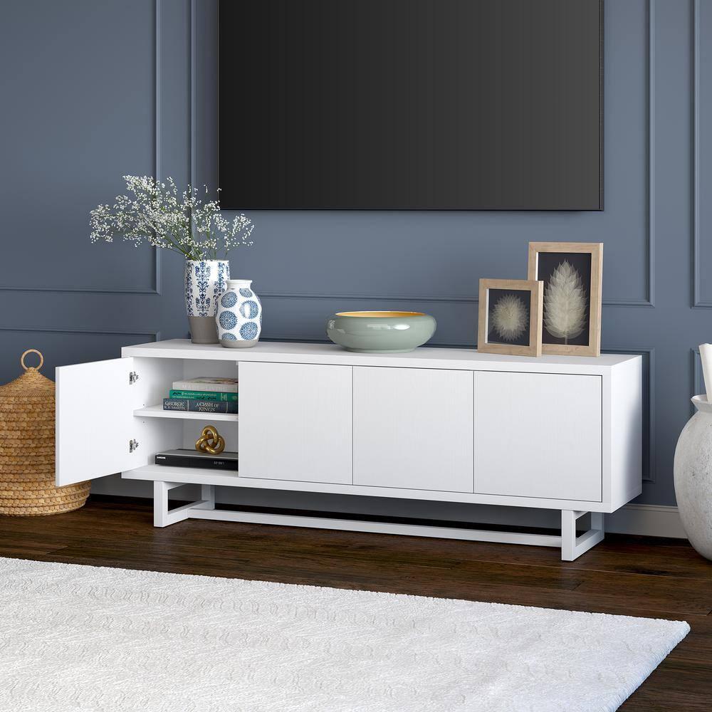 Evelyn&Zoe Cutler Rectangular TV Stand for TV's up to 75", White