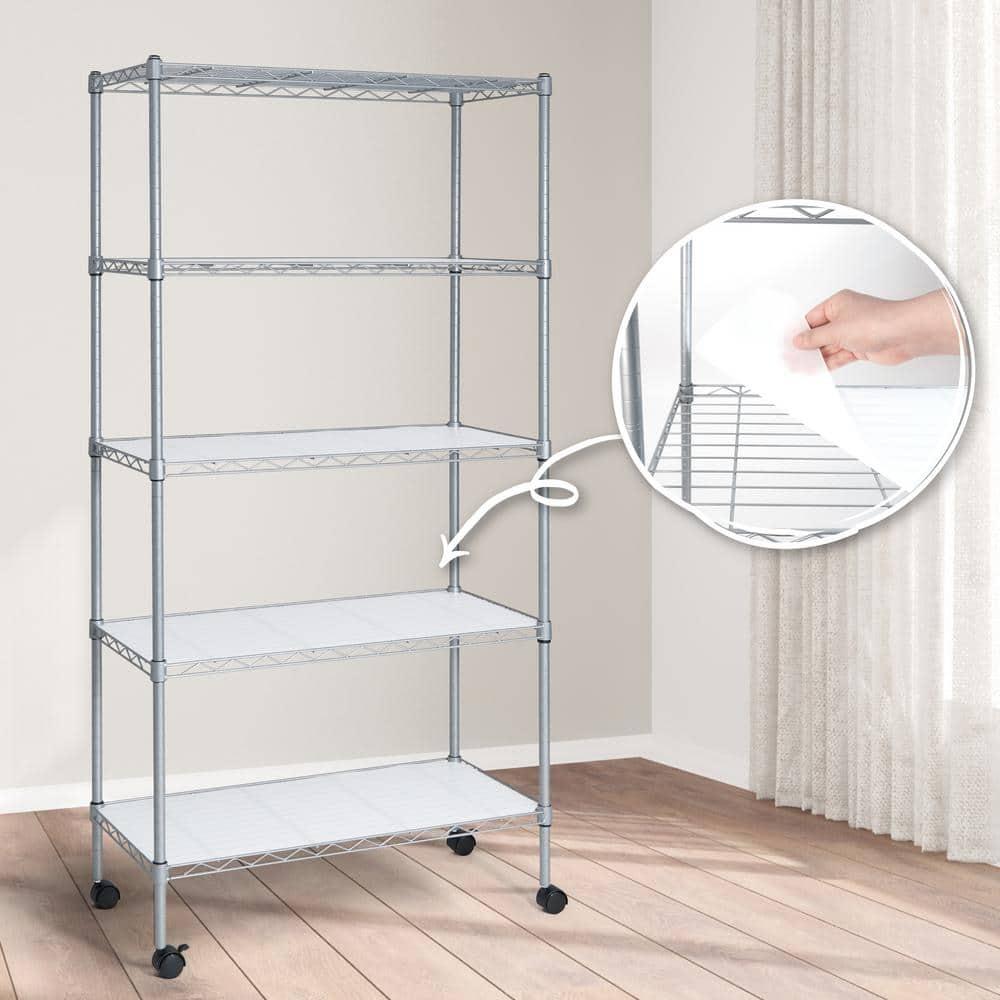 CAPHAUS NSF Commercial Grade Heavy Duty Wire Shelving w/ Wheels, w/ Liner, 36 x 18 x 76 5-Tier