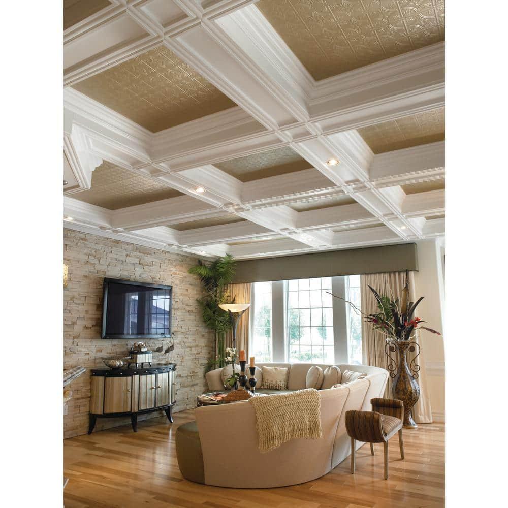 Armstrong 1x1 Circles Acoustic Ceiling Tiles for Surface Mounting, Glue Up, 40-tiles per pack, White